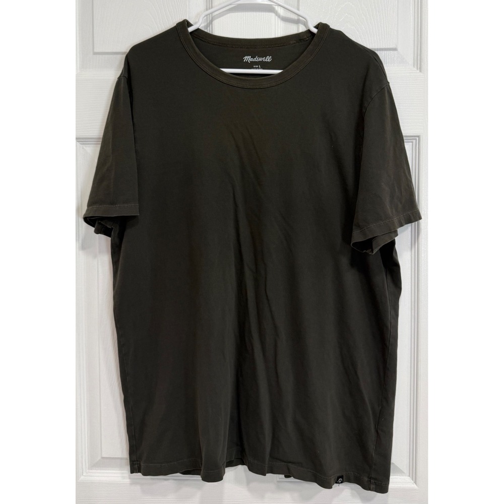 Madewell Womens Large Dark Olive Green 100% Cotton Crewneck T-Shirt L